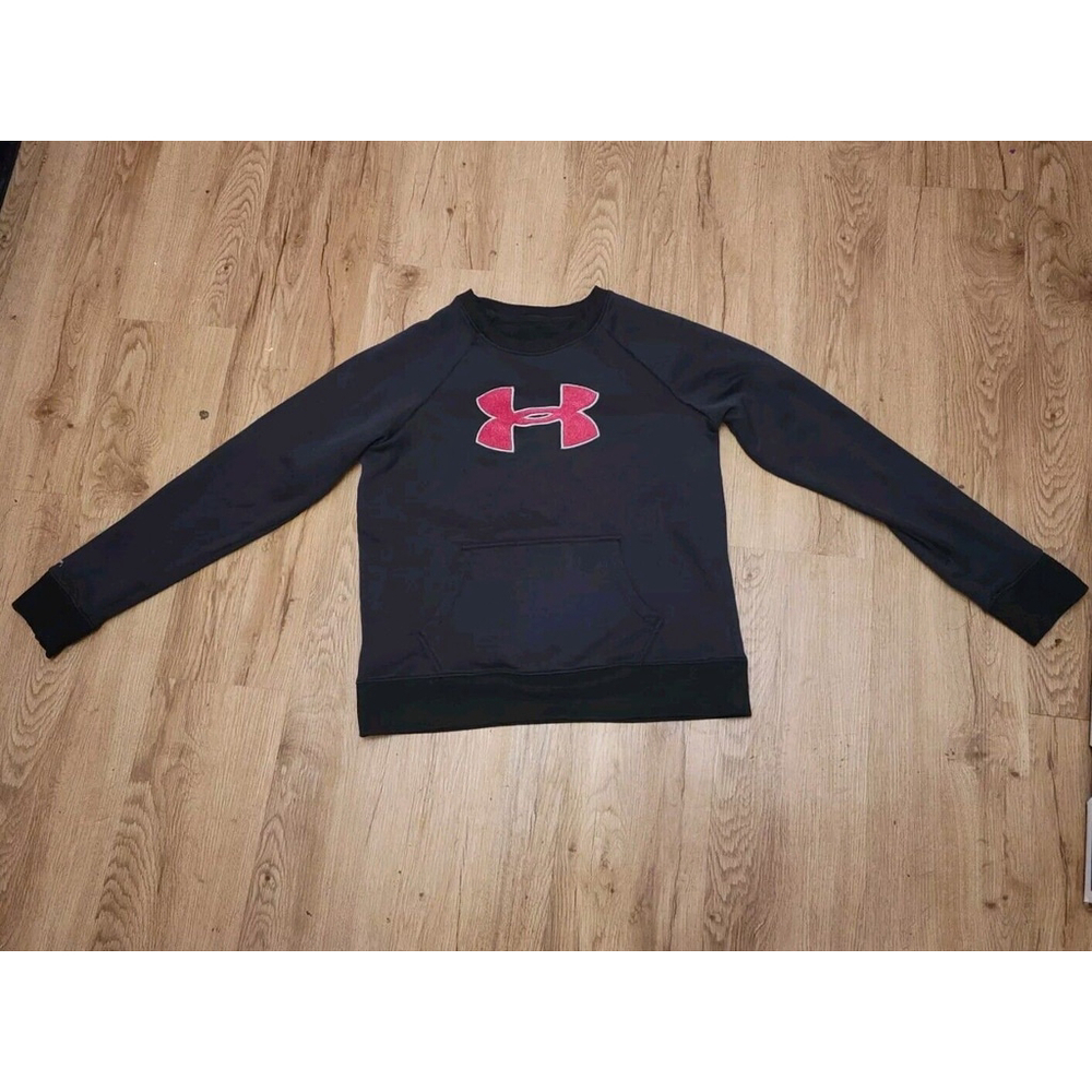 Under Armour Hoodie Womens Black Pink Sweatshirt UnderArmor Excellent Cond READ